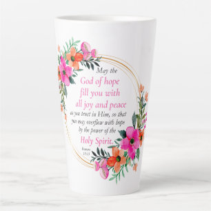 Romans 15:13 - God of Hope Bible Verse Floral Latte Mug