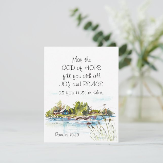 Romans 15:13 God of Hope Christian Bible Flat Card (Standing Front)