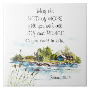 Romans 15:13 God of Hope Christian Bible Verse Ceramic Tile