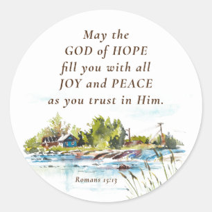 Romans 15:13 God of Hope Christian Bible Verse Classic Round Sticker