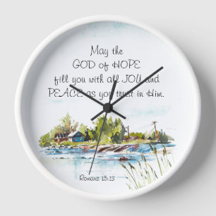 Romans 15:13 God of Hope Christian Bible Verse  Clock