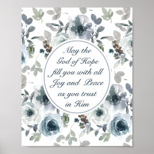 Romans 15:13 God of Hope, Floral Poster