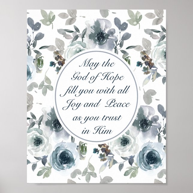 Romans 15:13 God of Hope, Floral Poster (Front)