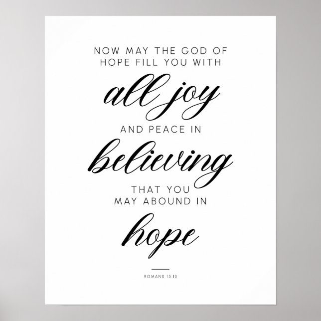 Romans 15:13 May the God of hope fill you with joy Poster (Front)