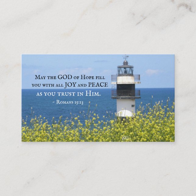 Romans 15:13 May the God of Hope, Lighthouse Business Card (Front)