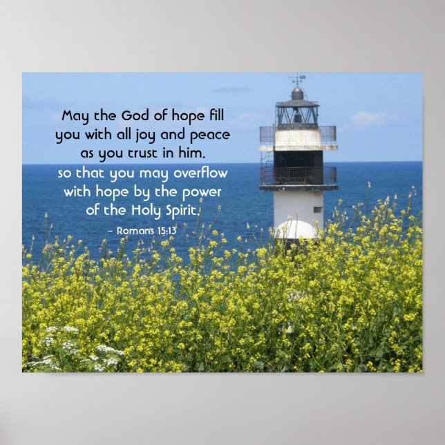 Romans 15:13 May the God of Hope, Lighthouse Poster (Front)