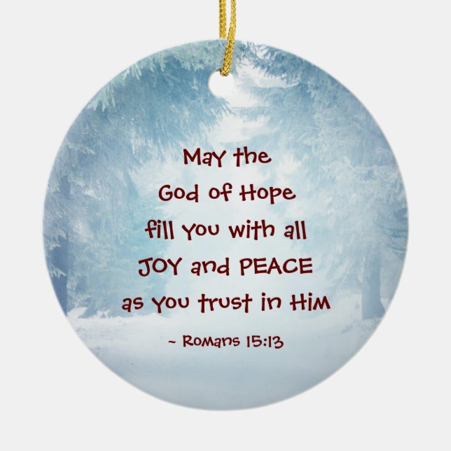 Romans 15:13 The God of Hope, Christmas Ceramic Ornament (Front)