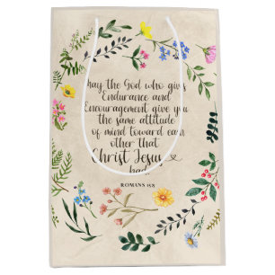 Romans 15:15 Christian Bible Verse Watercolor Medium Gift Bag
