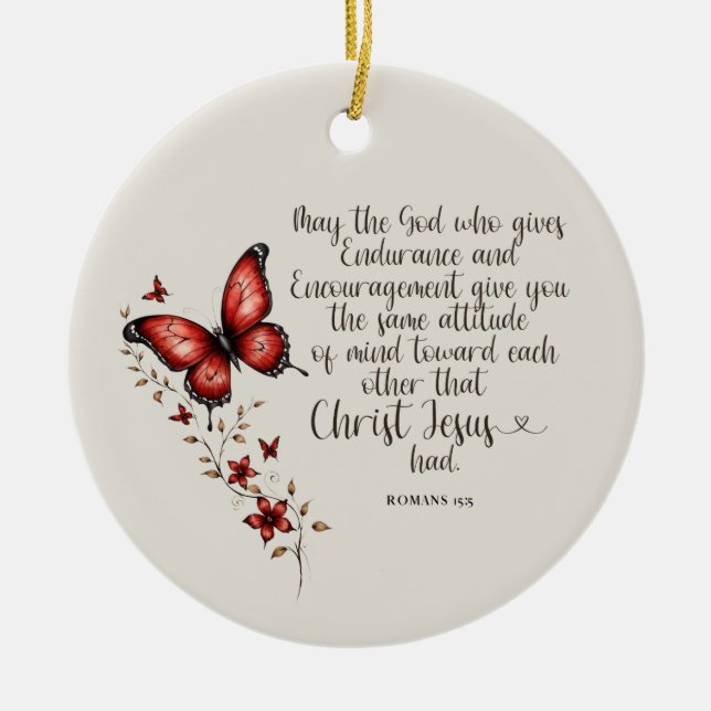 Romans 15:5 Bible Verse Image Ceramic Ornament (Front)