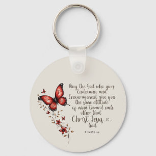 Romans 15:5 Bible Verse Image Key Ring