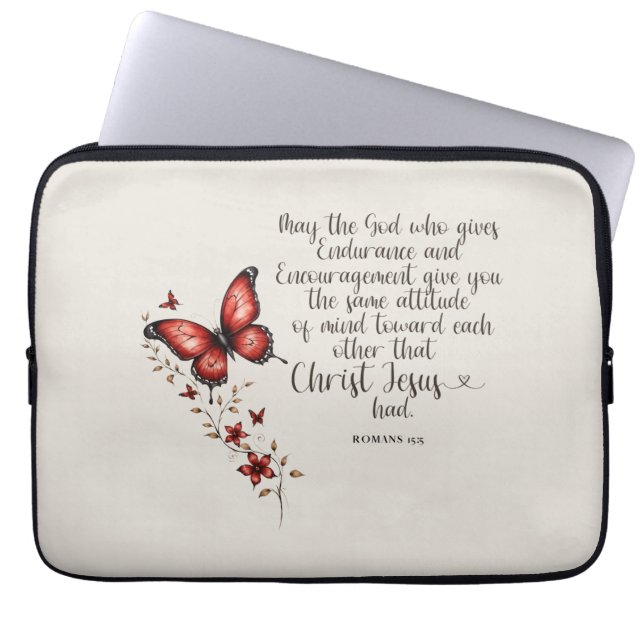 Romans 15:5 Bible Verse Image Laptop Sleeve (Front)