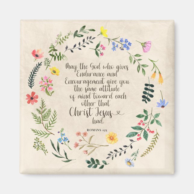 Romans 15:5 Bible Verse Image Magnet (Front)