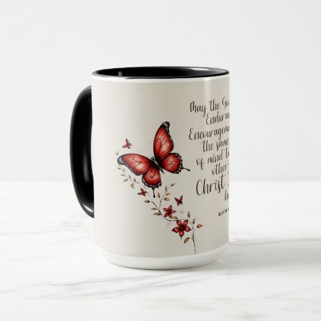 Romans 15:5 Bible Verse Image Mug (Front Left)