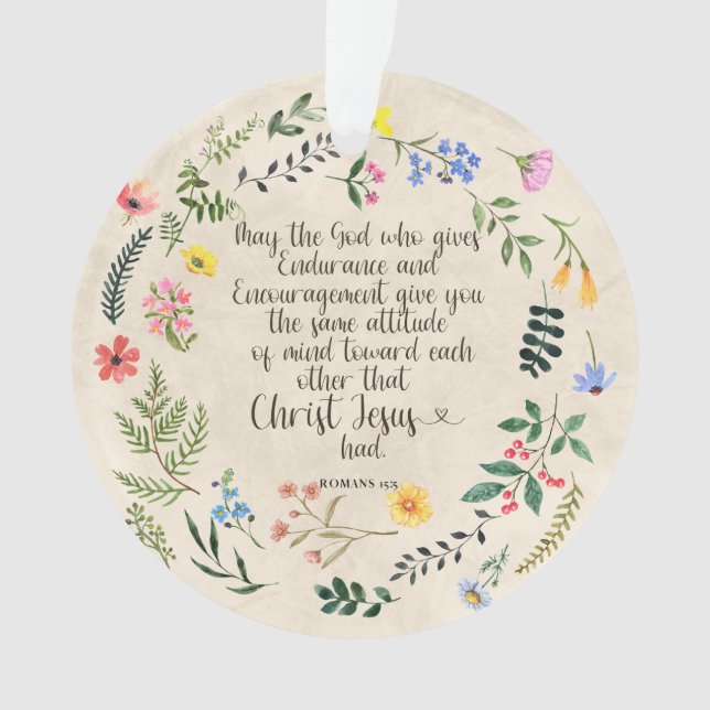 Romans 15:5 Bible Verse Image Ornament (Front)