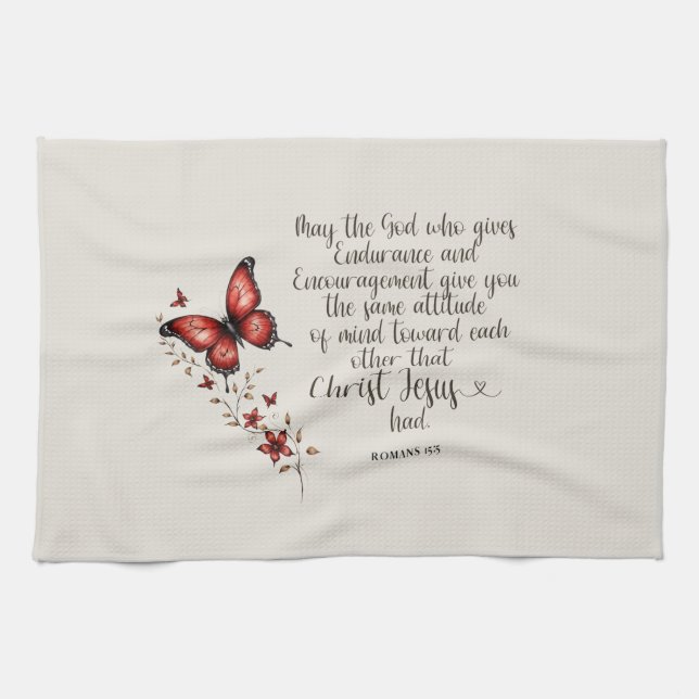 Romans 15:5 Bible Verse Image Tea Towel (Horizontal)