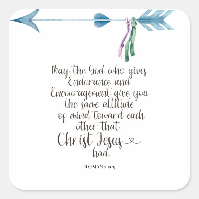 Romans 15:5 Bible Verse Square Sticker (Front)