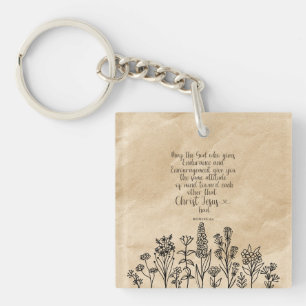 Romans 15:5 Christian Bible Verse Image  Key Ring