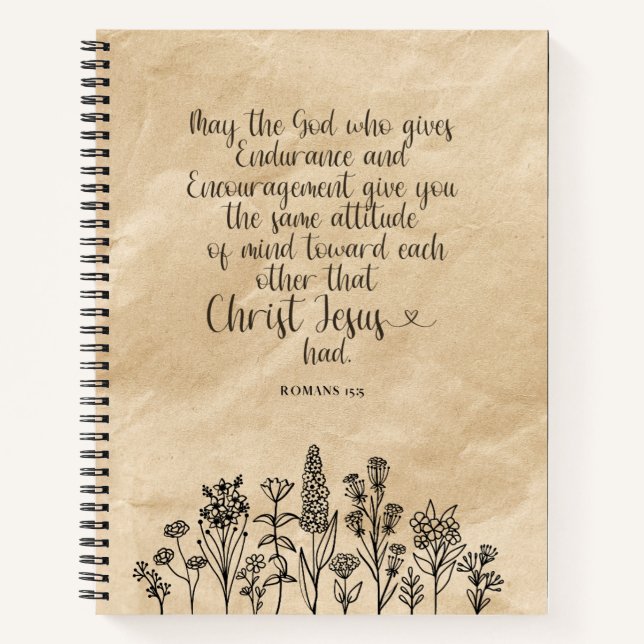 Romans 15:5 Christian Bible Verse Image  Notebook (Front)