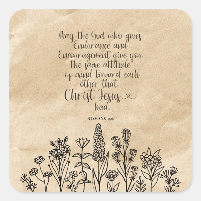 Romans 15:5 Christian Bible Verse Image  Square Sticker (Front)