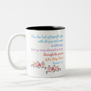 Romans 15 Bible Verse Design Two-Tone Coffee Mug