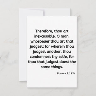 Romans 2:1 KJV Bible Verse Flat Greeting Card