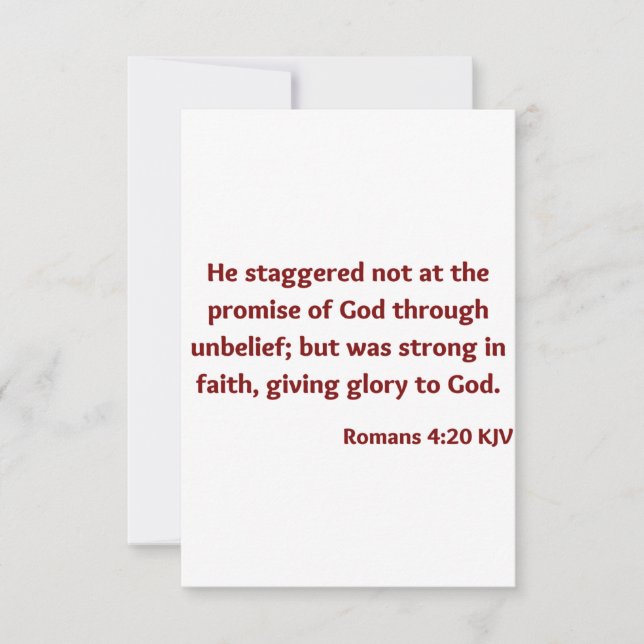 Romans 4:20 KJV Bible Verse Flat Greeting Card (Front)