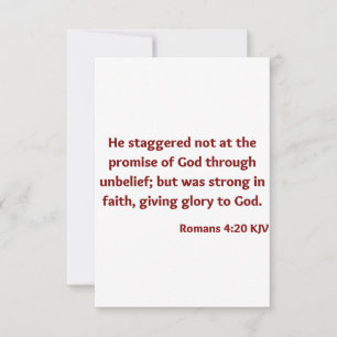 Romans 4:20 KJV Bible Verse Flat Greeting Card
