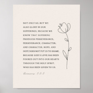 Romans 5:3-5 Bible Verse Poster
