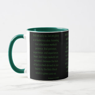 Romans 5:3-5 KJV Bible Verse Two-Tone Mug