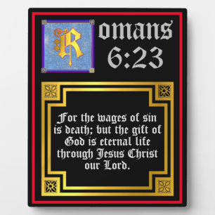 Romans 623 Gold Letter Eternal Life Bible Verse Plaque