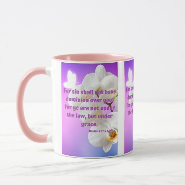 Romans 6:14 KJV Bible Scripture Pic Two-Tone Mug (Left)