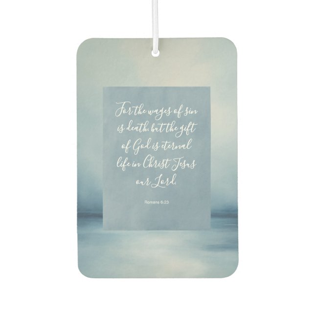 Romans 6:23 Customisable Bible Verse  Car Air Freshener (Front)