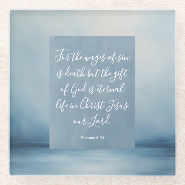 Romans 6:23 Customisable Bible Verse  Glass Coaster (Front)