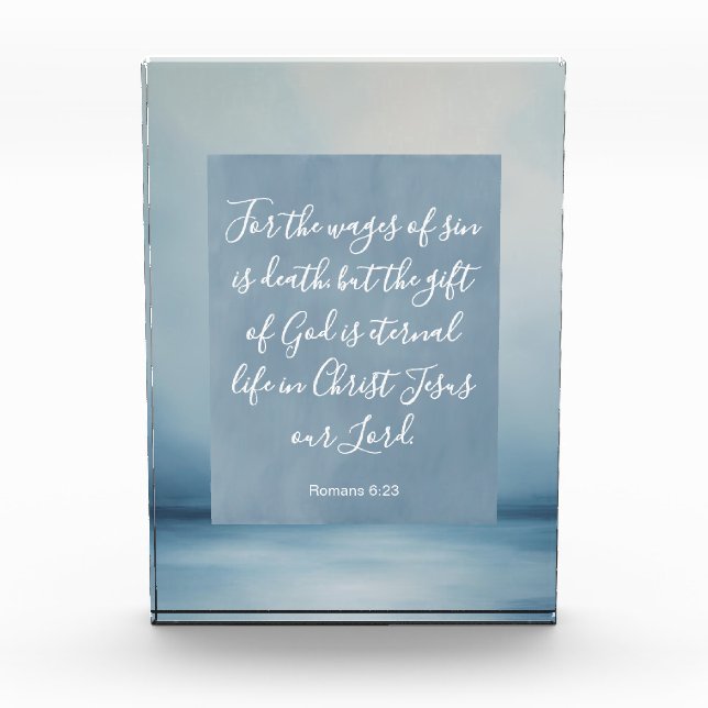 Romans 6:23 Customisable Bible Verse  Photo Block (Front)
