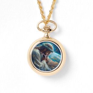 Romans 6:23 hand holding cross  gold watch