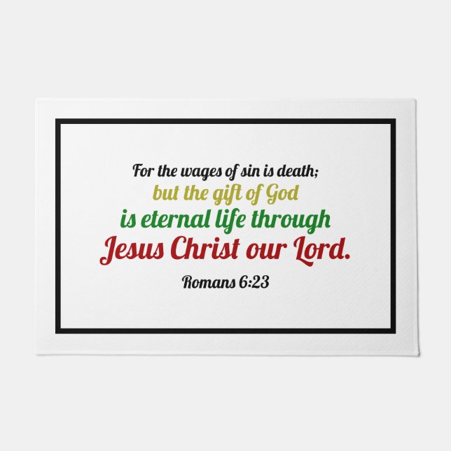 Romans 6 Salvation Bible Verse Doormat (Front)