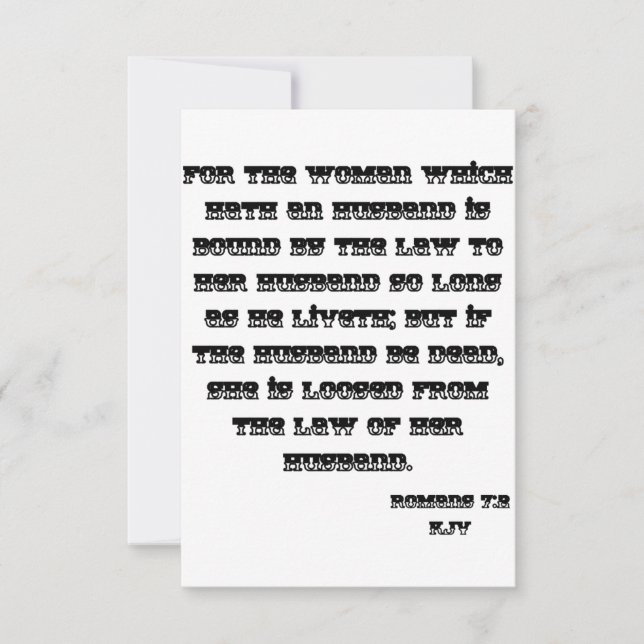 Romans 7:2 KJV Bible Scripture Greeting Card (Front)