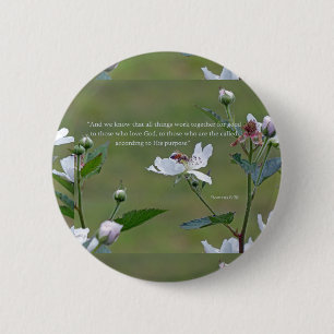 Romans 8:28 6 cm round badge