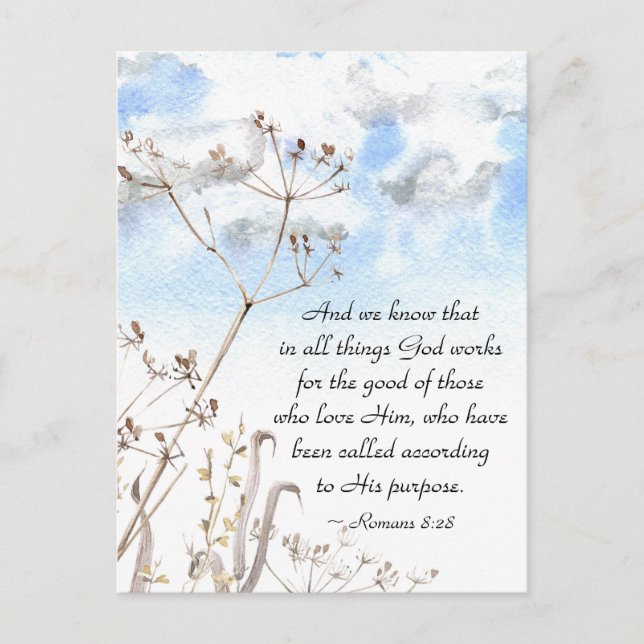 Romans 8:28 All things God works for the good Postcard (Front)