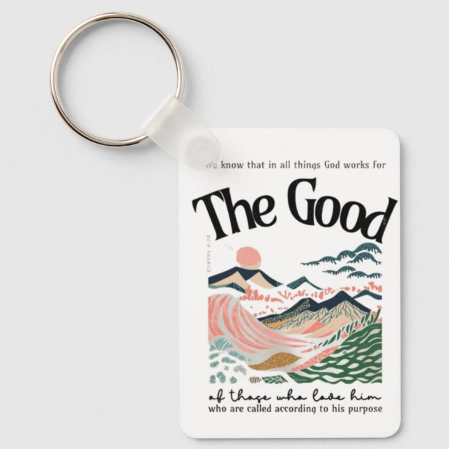 Romans 8:28 Artwork Key Ring (Front)