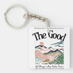 Romans 8:28 Artwork Key Ring