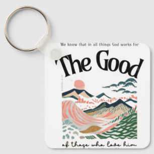 Romans 8:28 Artwork Key Ring