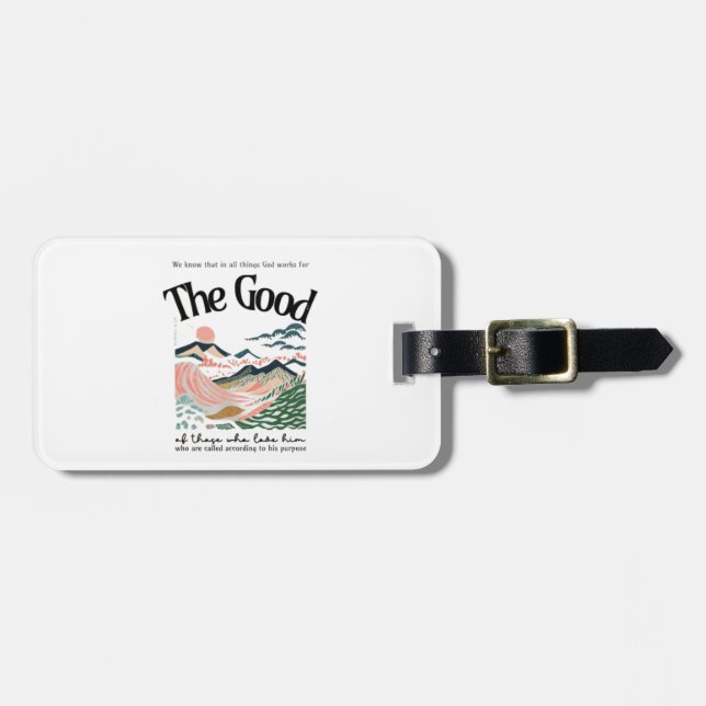 Romans 8:28 Artwork Luggage Tag (Front Horizontal)