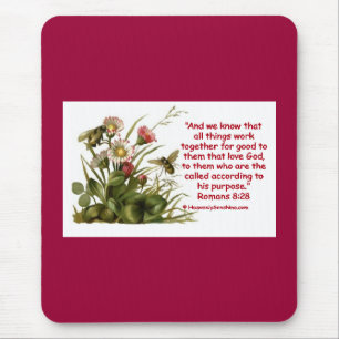 Romans 8:28 Bee Motif Mouse Pad