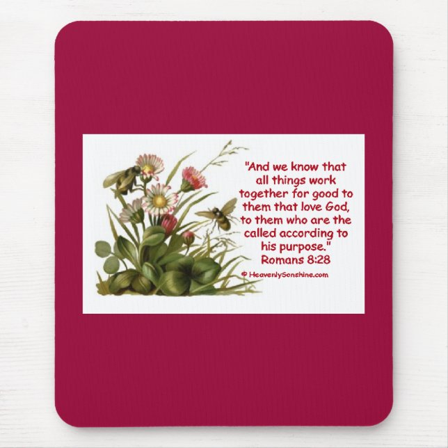 Romans 8:28 Bee Motif Mouse Pad (Front)