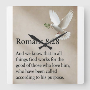 Romans 8:28 Bible Verse Wall Clock
