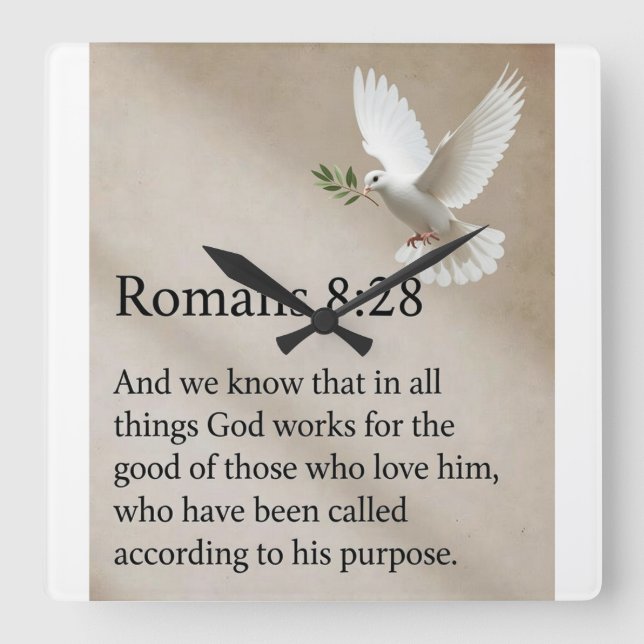 Romans 8:28 Bible Verse Wall Clock (Front)