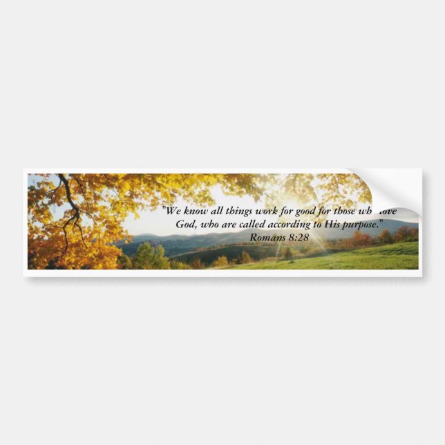 Romans 8:28 bumper sticker (Front)
