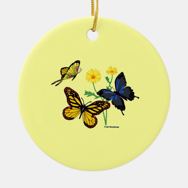 Romans 8:28 Butterflies Ceramic Ornament (Front)