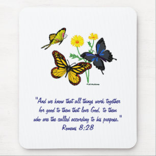 Romans 8:28 Butterflies Mouse Pad